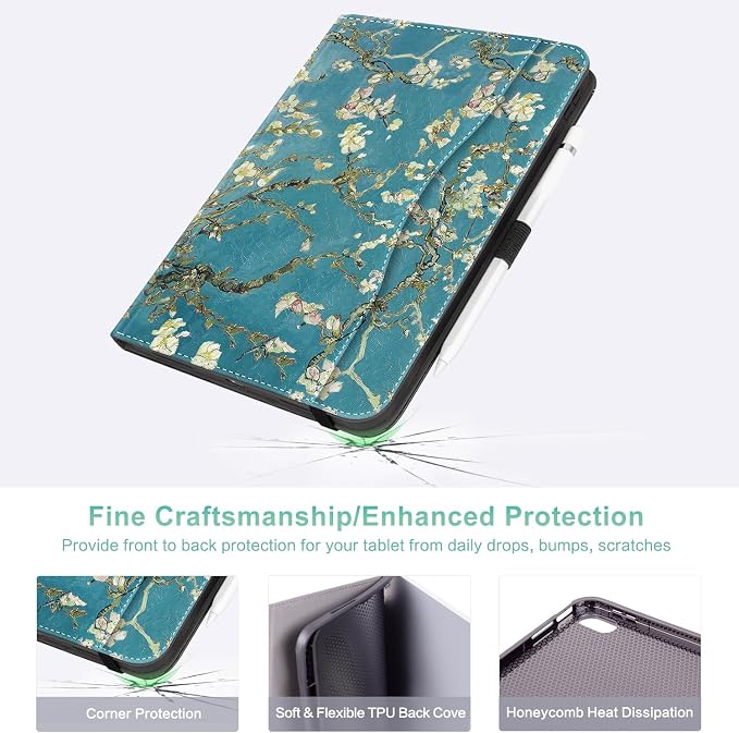 Lokigo Case for iPad (A16) 11th/10th Generation Aurora Forest | for iPad 11th-11 Inch/10th-10.9 Inch Stand Cover Pencil Holder/Hand Strap/Pocket Support Touch ID Auto Wake/Sleep