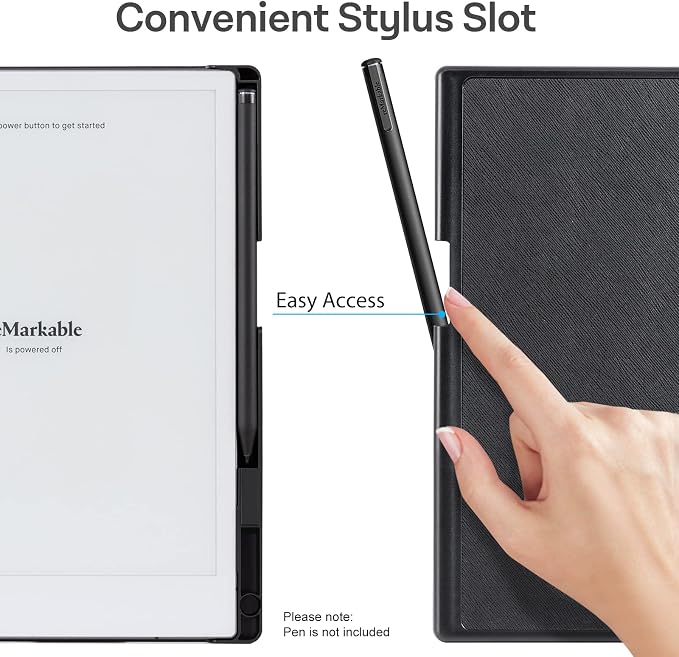 CoBak Stand Case for Remarkable 2 Paper Tablet 2020 10.3 with Hand Strap | Lightweight and Hard Back Shell Protective Book Folio Cover with 2 Kickstand Stand Angles and Pen Holder Features Black
