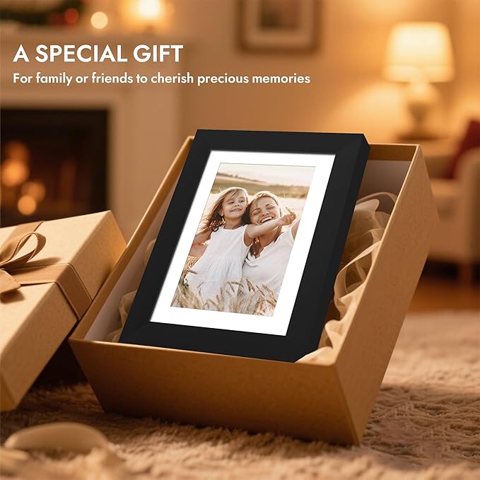 8x12 Picture Frame with Glass, Display Pictures 6x9 with Mat or 8 x 12 without Mat - Wall and Tabletop, 8 by 12 Photo Wooden Frames (Black, 1 Pack)