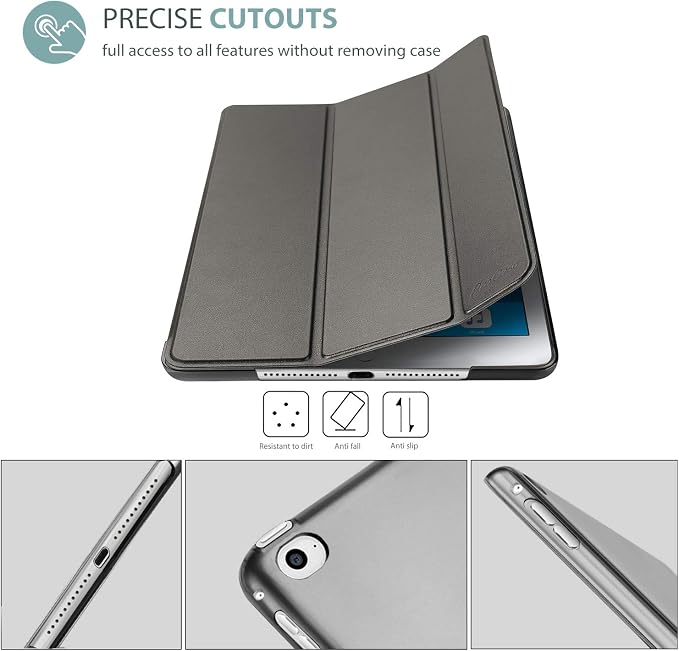 ProCase Slim Stand Case for iPad Air 2nd Gen 2014 Black | Fits Models A1566 / A1567 Ultra Slim Lightweight Protective Shell Translucent Frosted Back