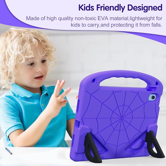 Kids Case for iPad A16 11th/ 10th Generation (2025/2022 Model) | iPad 11/ iPad 10 Full-Body Drop Protection cover with Screen Protector EVA Shockproof Handle Stand Black