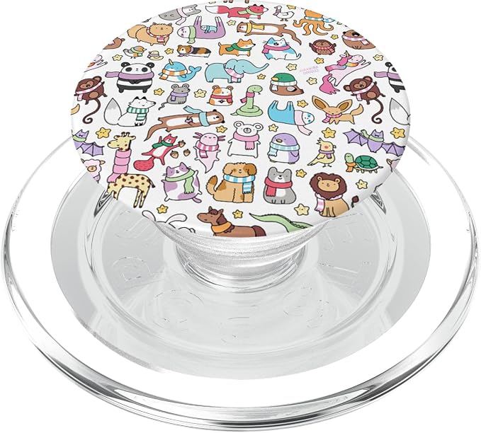 Cute Animals Doodles PopSockets PopGrip: Swappable Grip for Phones &amp Tablets PopSockets Adhesive PopGrip