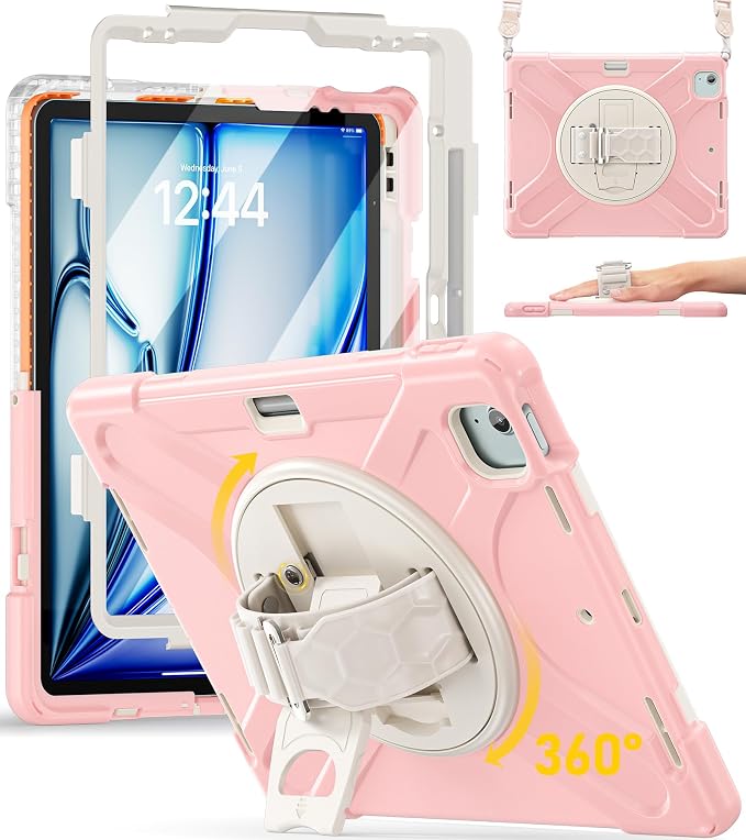 BRAECN Case for iPad Air 11 inch 2026(M4) 2025(M3) 2024(M2)iPad Pro 11 inch(4th/3rd/2nd/1st)&amp Air 10.9(5th/4th) Protective with Pencil Holder Screen Protector 360°Rotating Stand Handle Full Body