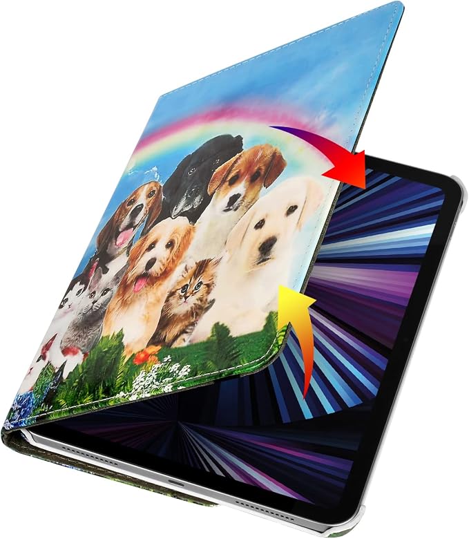 Case for iPad 10th Generation 10.9 Inch 2022 Released Model Number: A2696 A2757 A2777-360 Degree Rotating Protective Stand Cover with Auto Sleep/Wake (Animal)