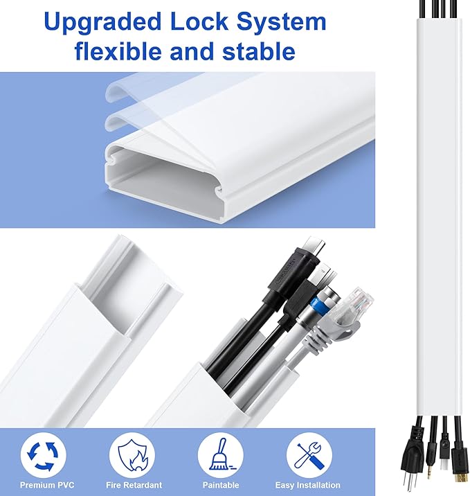 ZhiYo TV Cord Hider for Wall Mounted TV 34in(2X L17in), Large Cord Cover Wall, PVC Cable Management Raceway Kit, Wire Hider for Wall, Beige Wire Concealer, W2in x H0.7in