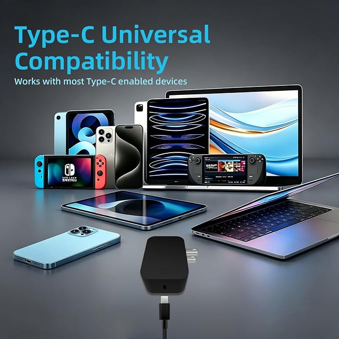65W Surface Pro Charger USB C PD 3.0 Fast Charger Compatible with Microsoft Surface Pro 12 11 10 9 Surface Pro 13 OLED Snapdragon X Elite Surface Laptop Surface Go Surface Book USB-C Power Adapter