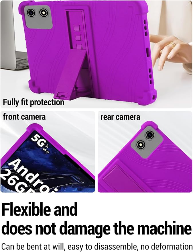 for YLEEBG P30（10 Inch） Android 15 Tablet Protective caseShockproof Lightweight Silicone Protective Cover with StandChild-Friendly ProtectionEasy to Clean DesignPurple