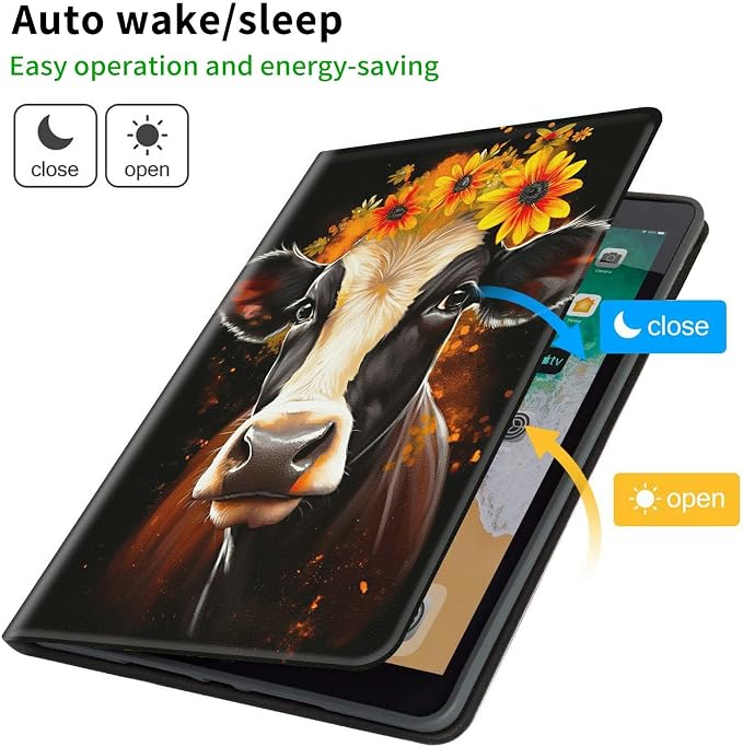 Case for Samsung Galaxy Tab A9 Plus 2023/A11 Plus 2025 11 inch Lightweight Protective PU Leather Smart Stand Cover with Auto Wake Sleep Tablet Case Cover - American Flag &amp Fish