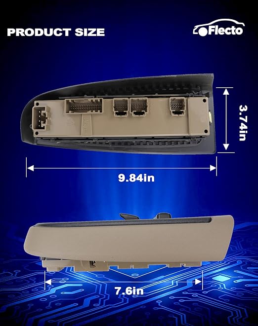 Flecto 19115820 Power Window Switch Front Passenger Side with Door Lock & Tan Bezel Compatible with 03-07 Chevy Avalanche Silverado Suburban Tahoe GMC Yukon Sierra Cadillac Escalade, Replace 920-020