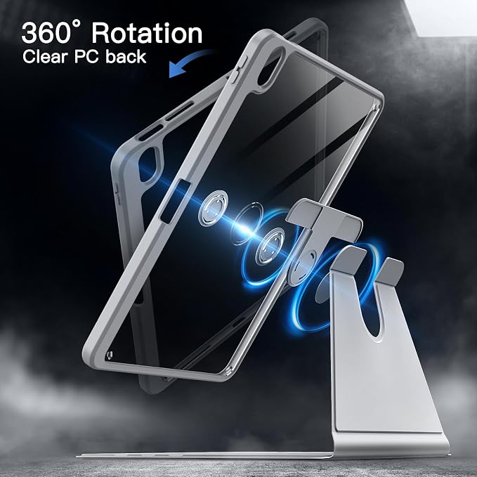 JETech Rotating Case ONLY for iPad Air 11-Inch M4/M3/M2 (2026/2025/2024) iPad Air 5/4 (2022/2020 5th/4th Generation 10.9-Inch) 360 Degree Rotation Protective Stand Cover Clear Back (Black)