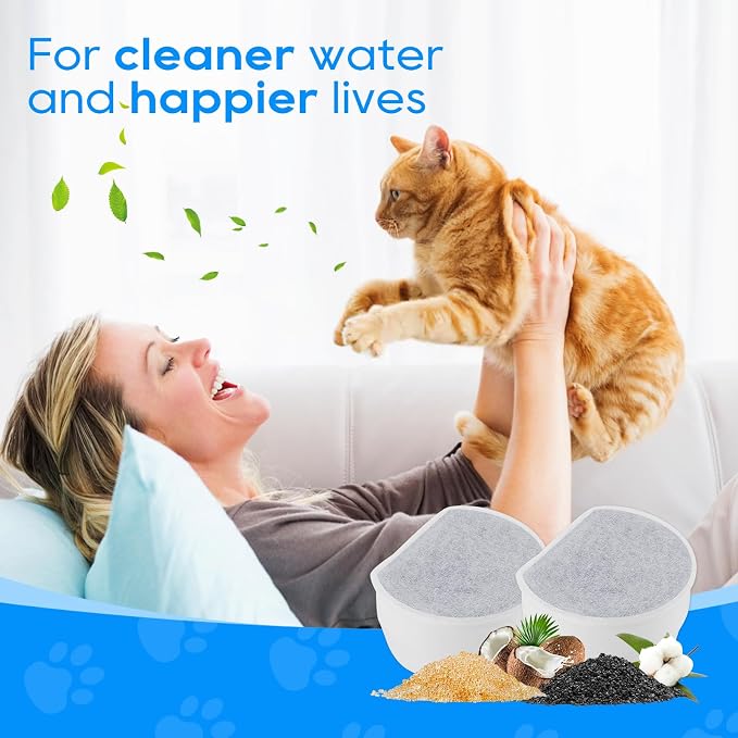 12+12 Pack Cat Water Fountain Filter, Pre-Sponge & Replacement Carbon Filters