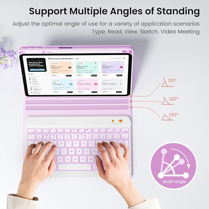 BLUTLOTUS Keyboard case for iPad 9th/8th/7th Generation 10.2 Inch - Backlit Wireless Detachable Folio Keyboard Cover with Pencil Holder for iPad 9th/8th/7th Gen Air 3rd Generation 10.5 Inch