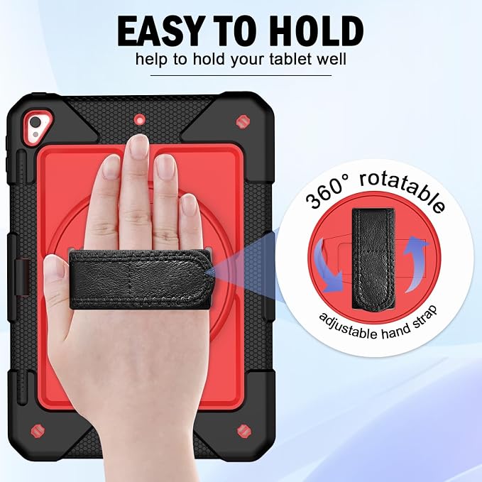 BMOUO Case for iPad 6th/5th Generation Case (9.7 inch 2018/2017) 360°Rotating Stand Hand/Shoulder Strap Shockproof iPad 9.7” Case for iPad Air 2 Black