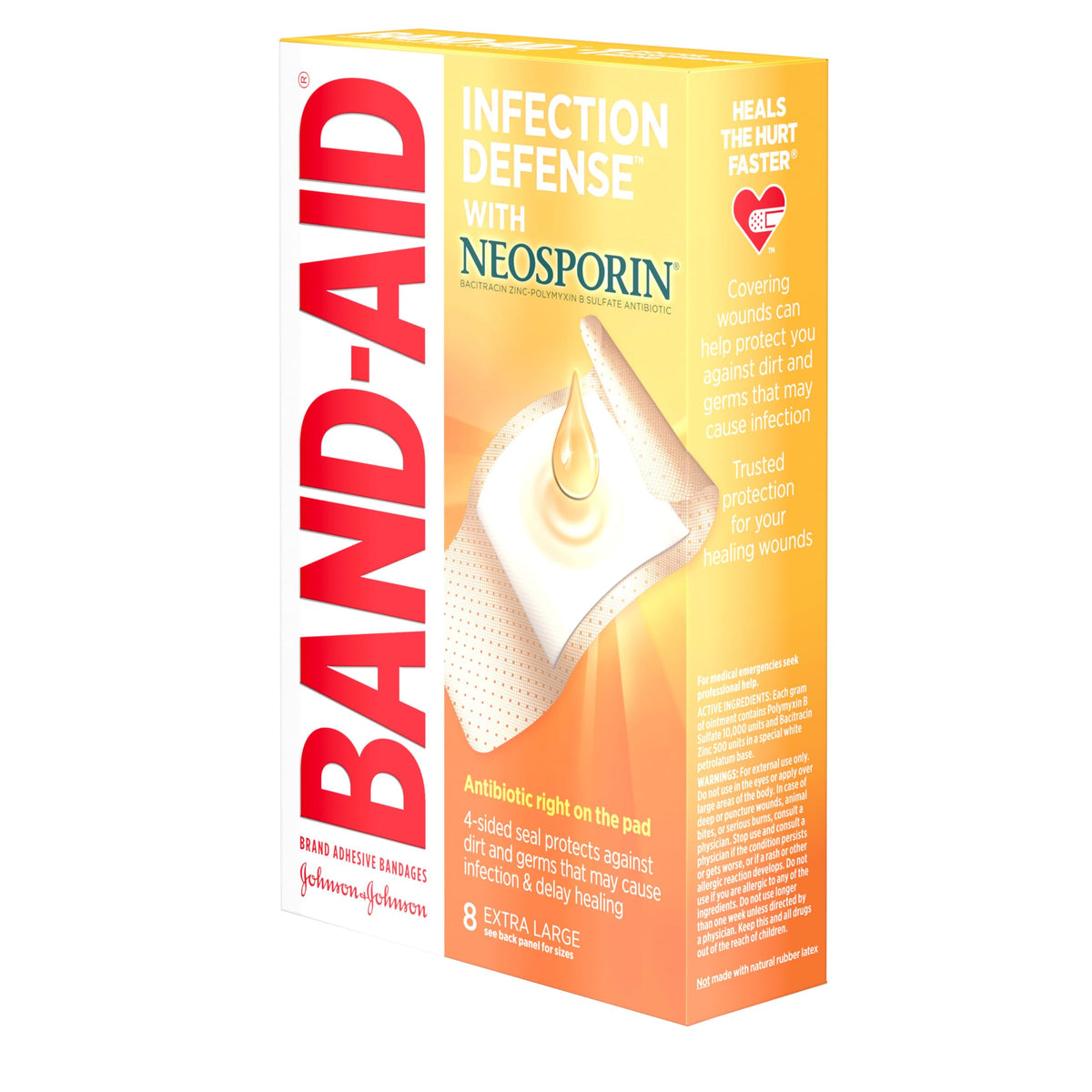 Band-Aid Brand Adhesive Bandages, Plus Antibiotic, Extra Large, 8-Count All-One-Size