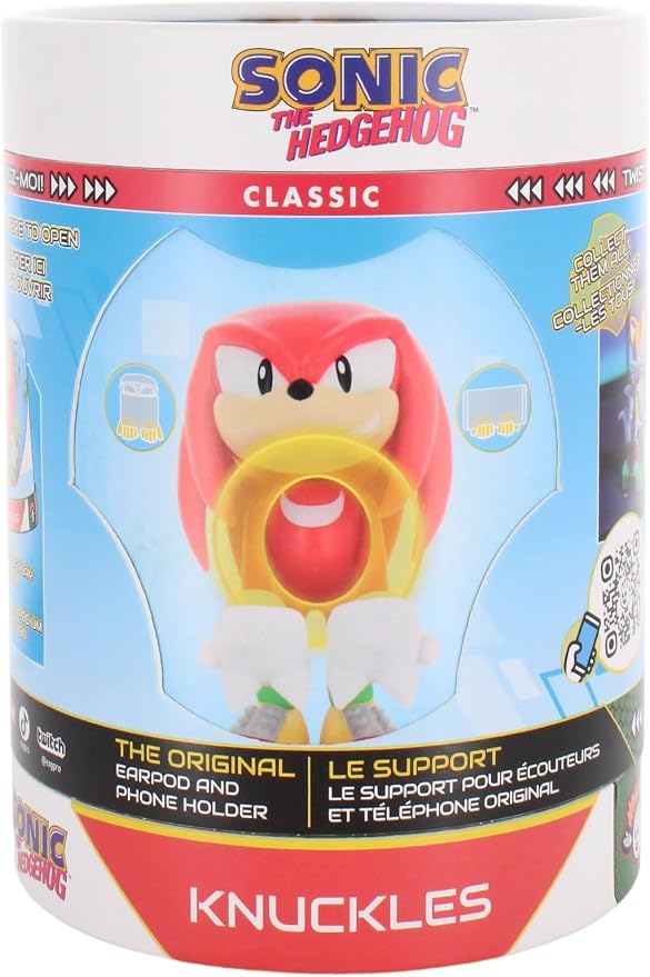 Exquisite Gaming: Holdems: SEGA - Knuckles - Earbud &amp Phone Holder Cable Guys Stand Mini Collectibles with a Twist Classic Sonic Licensed Figure