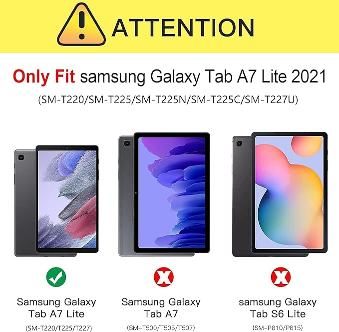 TSQQST Samsung Galaxy Tab A7 Lite Case 8.7 Inch 2021 for Kids | SM-T220/T225/T227 Full Body Protective Shockproof Rugged with Stand+Shoulder Strap Black