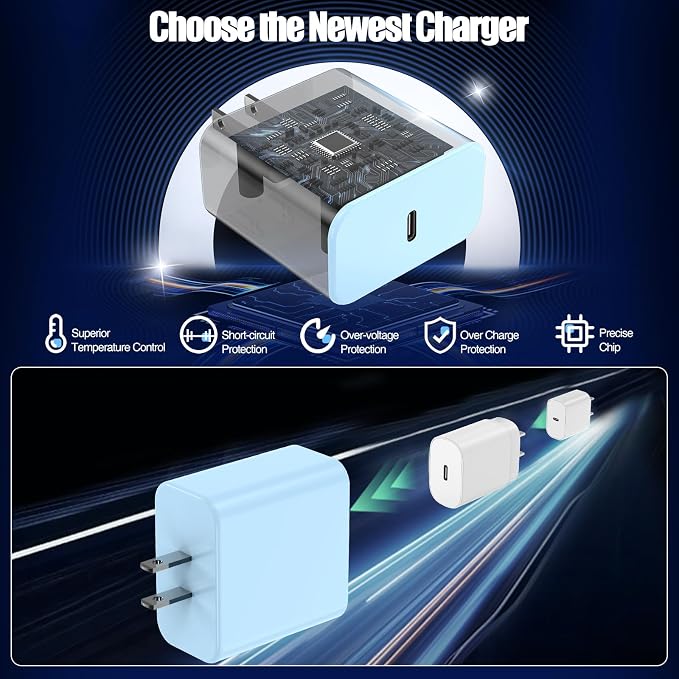 2Pack 65W USB C Charger Block Super Fast Charging Type C Wall Adapter with 3 Port 100W PD Quick Charging for Samsung Galaxy S26/S25 Ultra iPhone 17/16/15 Pro Max iPad Pro/Air &amp MacBook Pro/Air