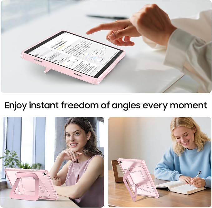 Fintie Multi-Angle Kickstand Case for Samsung Tab A11+/A9+ 11 in Black | Dual-Axis Aluminum Stand PC &amp TPU Protection Slim Frosted Hard Cover with Anti-Scratch Surface Stable Viewing Angles