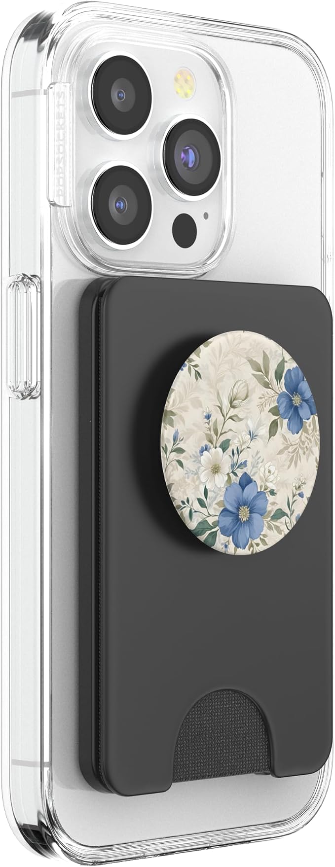 White Blue Floral Pattern PopSockets Adhesive PopGrip