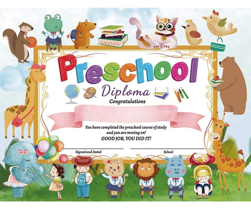 Fancy Land Preschool Diploma Certificate Kindergarten Certificates Cute Diplomas for Kids Students Graduation End of Year Supplies 30Pcs