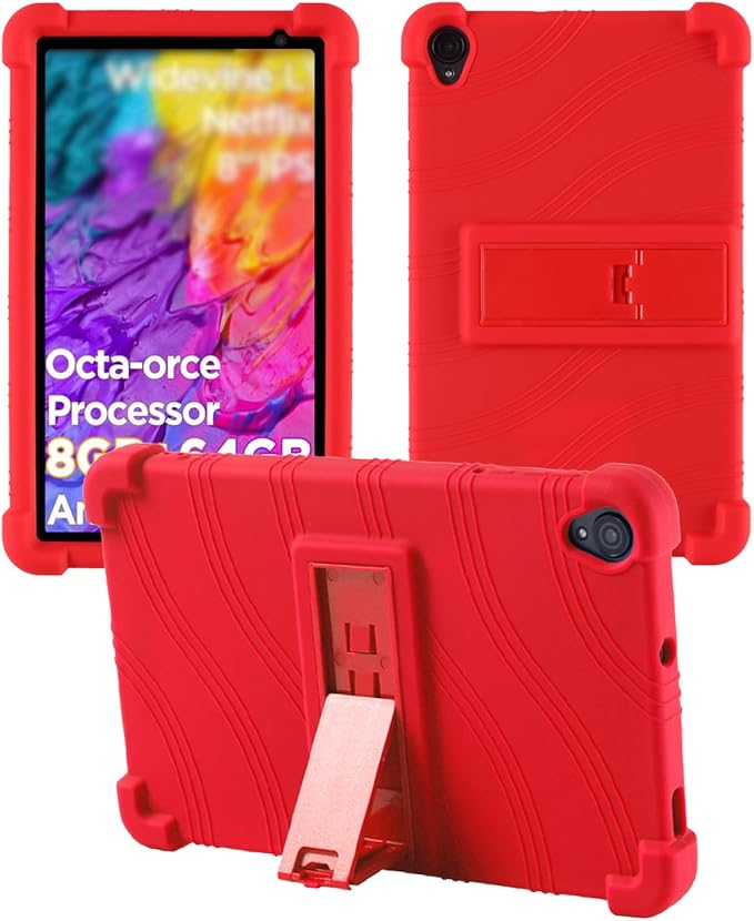 Case for Callsky-Tab Ctab 8 Android Tablet 8 Inch，WUNIAK Shock Proof Lightweight Stand Rubber Shell Protective CoverKids Friendly Soft Silicone Adjustable Stand CoverBlack