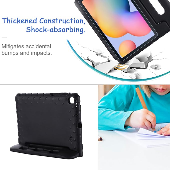 Kids Case for Samsung Galaxy Tab S10 FE Plus 13.1 (2025) Techcircle Handle Stand Light EVA Foam Bumper Protective Rugged Drop Protection Child Proof Cover Black