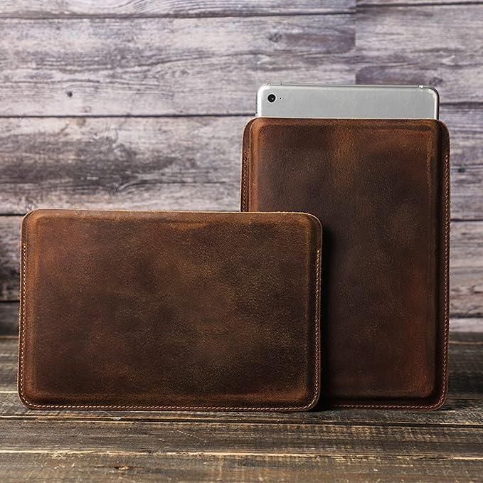 Top Grain Leather 12.9 Tablet Sleeve Slim Protector Vintage Design Fully Handmade Compatible with 12.9 iPad Pro 3/4/5/6 Gen Fits A2233 A2069 A2378 A2379 A2461 A2462 Coffee 12.9 Inch