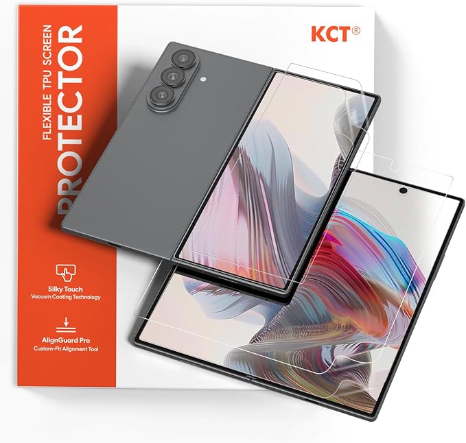 KCT AlignGuard Pro Screen Protector for Galaxy Z Fold 8 Ultra &amp Z Fold 7 | 2 Inside + 2 Front Flexible Film Auto Alignment Auto Repair Bubble Free High Sensitivity