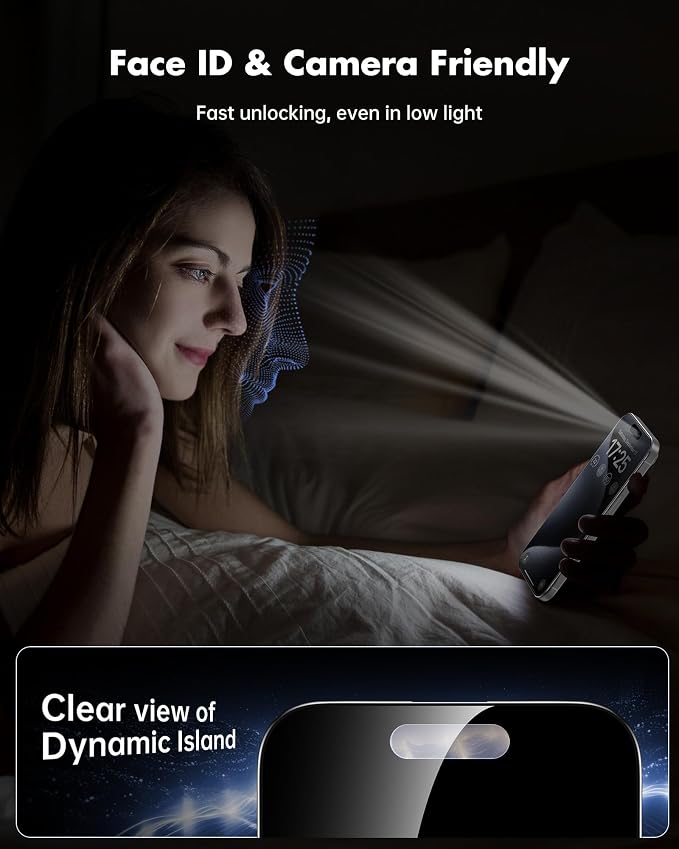 UNBREAKcable iPhone 15 Privacy Screen Protector 2-Pack Upgraded Dual-Tempered Glass + 2 Camera Lens Protectors 25° Anti-Spy Military-Grade 9H+ HD Clear Anti-Fingerprint 6.1 Inch