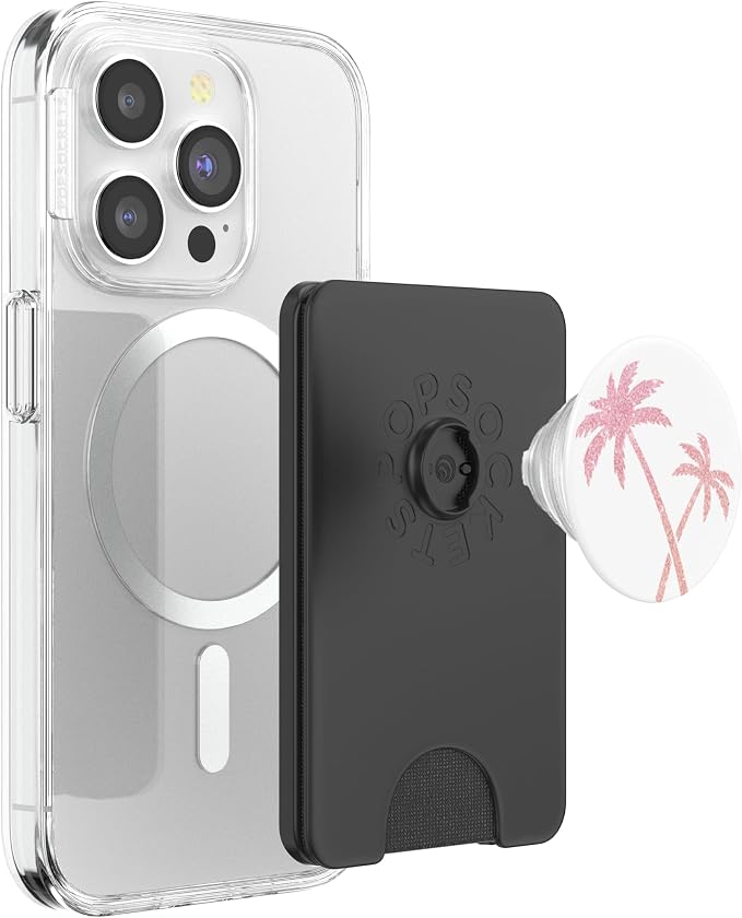 Cute Pink Palm Tree Rose Design Pop Up on White PopSockets Adhesive PopGrip
