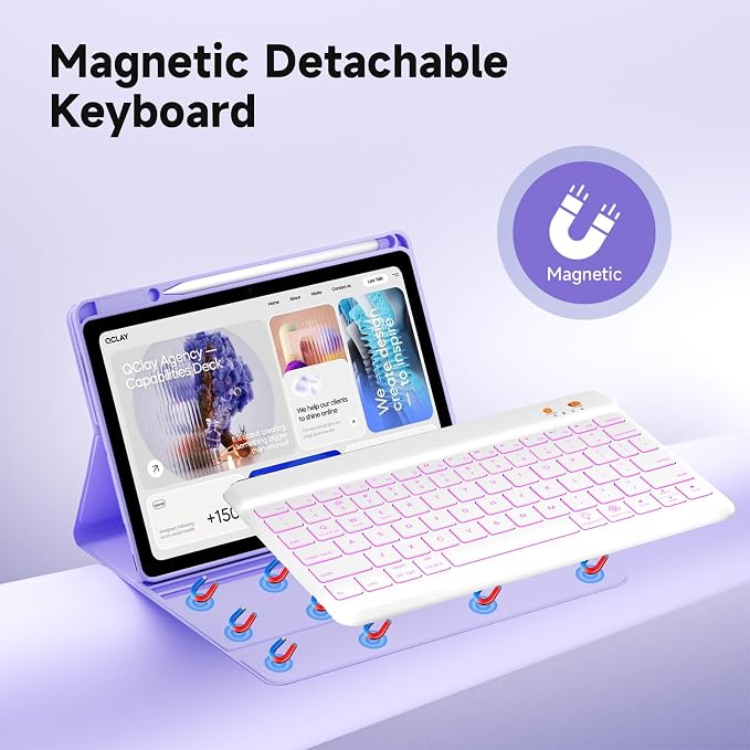 BLUTLOTUS Keyboard case for iPad 9th/8th/7th Generation 10.2 Inch - Backlit Wireless Detachable Folio Keyboard Cover with Pencil Holder for iPad 9th/8th/7th Gen Air 3rd Generation 10.5 Inch