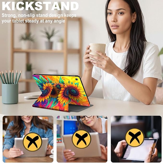 for iPad 11th Generation (A16 2025) 11 / iPad 10th Gen 10.9 2022 Case 360° Rotating PU Leather Stand Cover with Auto Sleep/Wake Shockproof TPU Backl Raccoon Perched