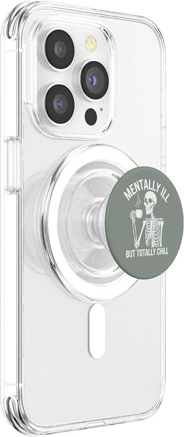 Mentally Skeleton ILL But Totally Chill Halloween Bookish PopSockets Adhesive PopGrip