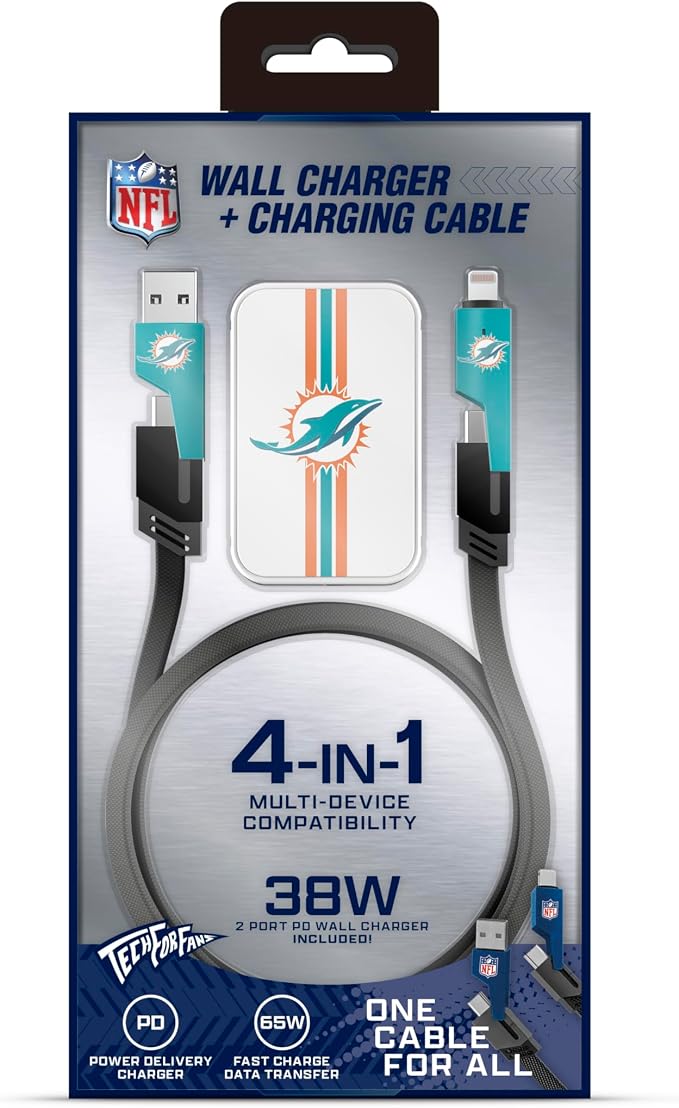 SOAR NFL Slim Wall Charger and 4 In 1 Multi Charging Cable