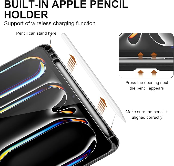 Genuine Leather Case for iPad 11th Gen 11/10th Gen 10.9 Black | Pencil Holder Adjustable Stand Auto Wake/Sleep Shockproof