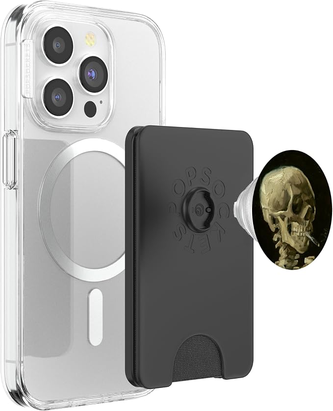Skull of a Skeleton with Burning Cigarette Van Gogh Art PopSockets Adhesive PopGrip