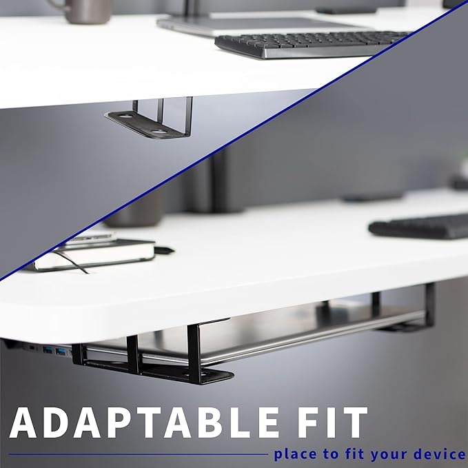 VIVO Universal Under Desk Laptop Storage Mount, Tablet Mounting Brackets, Under Table Hidden Docking Station Holder, Multimedia Device Bracket, 3 Parts, Mount-UDLS1