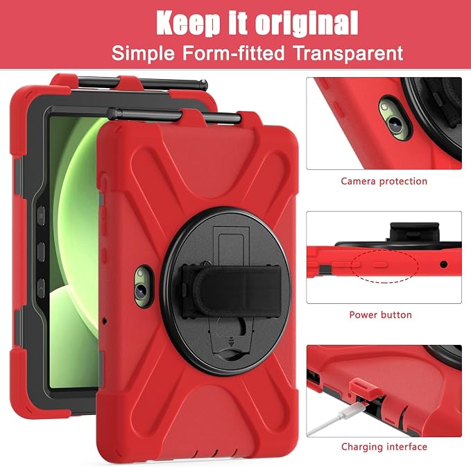 Samsung Galaxy Tab Active5/Active 3 8.0 Case with 360 Stand Handle Hand Strap &amp Shoulder Strap for Galaxy Tab Active5 8 2024 X300/X307 Active3 8 2020 T570/T575/T577 (Black)