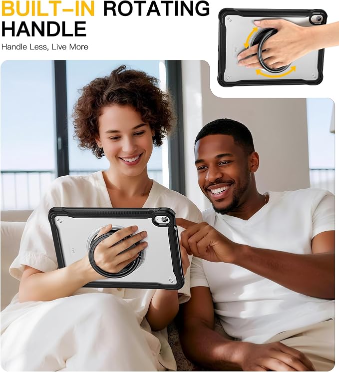 BRAECN for iPad (A16) 11th/10th Generation Case 11 inch 2025/10.9'' 2022 Handle Protective Cover 360 Rotating Ring Stand Shockproof Dropproof Case for Kids Kickstand &amp Pencil Holder &amp Shoulde