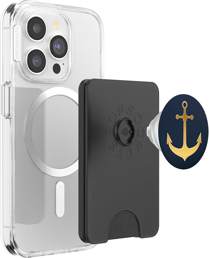 Golden Anchor nautical design On Dark Navy Blue PopSockets Adhesive PopGrip