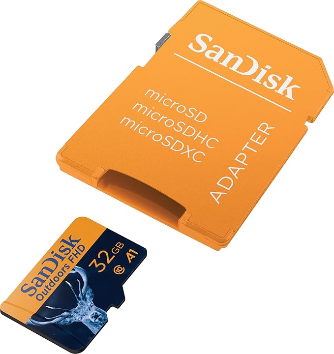 SanDisk 32GB 2-Pack Outdoors FHD microSDHC UHS-I Memory Card with SD Adapter (2x32GB) - Up to 100MB/s, Full HD, C10, A1, Trail Camera Micro SD Card - SDSQUNR-032G-GN6VT