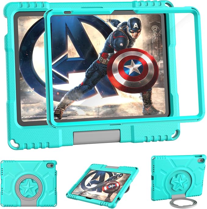 Kids Case for iPad 10th Generation 10.9-inch (2022) &amp iPad Air 11-inch M2 (2024) &amp iPad Pro 11-inch M4 (2024) Lightweight Shockproof Case Built-in Screen Protector with Handle Stand Black