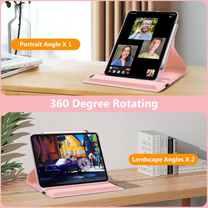 Fintie Rotating Case for iPad Air 13-inch M4/M3/M2 (2026/2025/2024) | 360° Swivel Stand Landscape &amp Portrait Viewing Shockproof Protective Cover Pencil Holder Auto Sleep/Wake Black