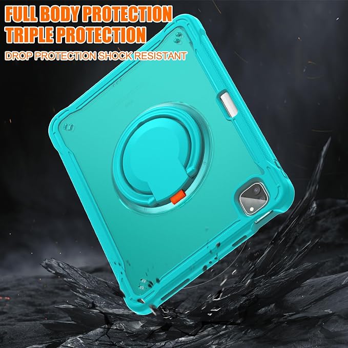 Batianda HaloCarry Case for iPad Pro 11 inch 2025 M5 2024 M4 Lavender Grey | Lightweight Dual-Layer Rugged Case with 360° Rotating Carry Ring Handle Stand and Pencil Holder Reinforced Corner Defen