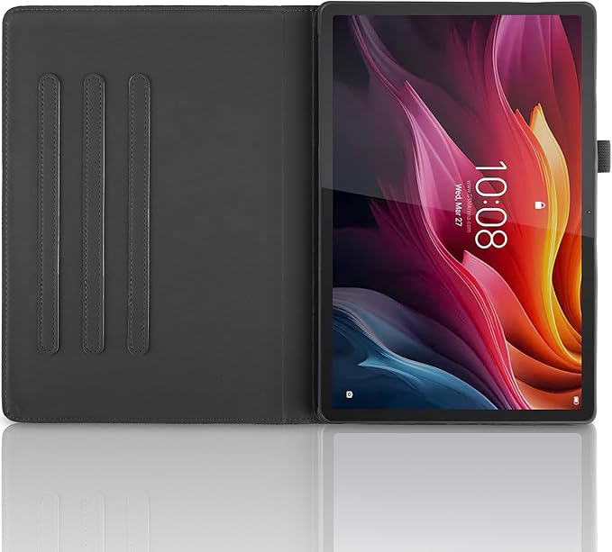 Rotating Case for Lenovo Tab P12 Pro 12.7 inch (SM-TB373FU) PU Leather Folio Folding Stand Cover -Black