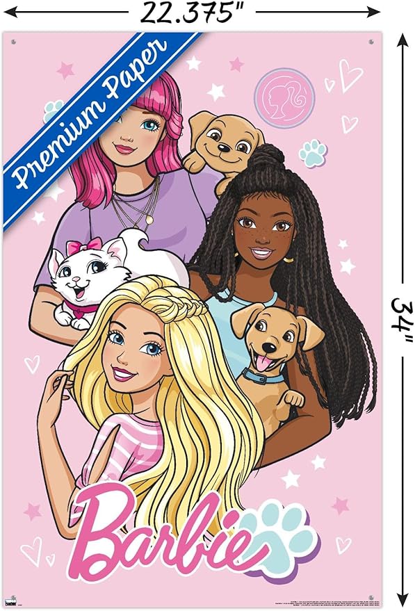 Trends International Mattel Barbie - Cute Wall Poster, 22.37" x 34.00", Premium Poster & Push Pin Bundle