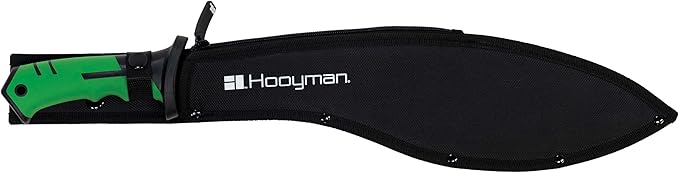 Hooyman Machete with Heavy Duty Construction, Ergonomic No-Slip Handle and Belt Sheath for Gardening, Land Management, Bushcraft, Hunting and Outdoor,Black/Green