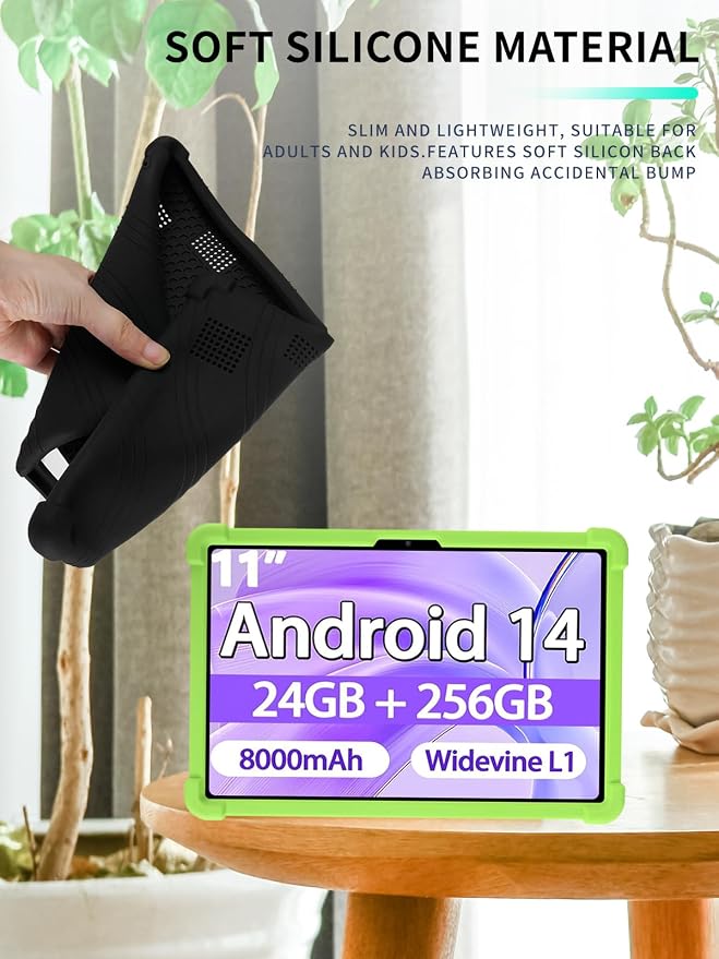 Case for SKYEGG K15 Tablet 11 inch Android 14 Tablets，WUNIAK Shock Proof Lightweight Stand Rubber Shell Protective CoverKids Friendly Soft Silicone Adjustable Stand CoverBlack