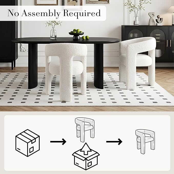 Modern Sherpa Dining Chairs Set of 5, Upholstered Barrel Chairs with Arms Comfy Accent Side Chairs for Living Room/Dining Room/Reception, White
