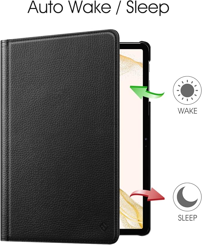 Fintie Rotating Case for Samsung Galaxy Tab S8 Plus/S7 FE/S7 Plus Black | 360 Swiveling Stand Dual-Layer Protection Synthetic Leather Exterior S Pen Holder Auto Sleep/Wake